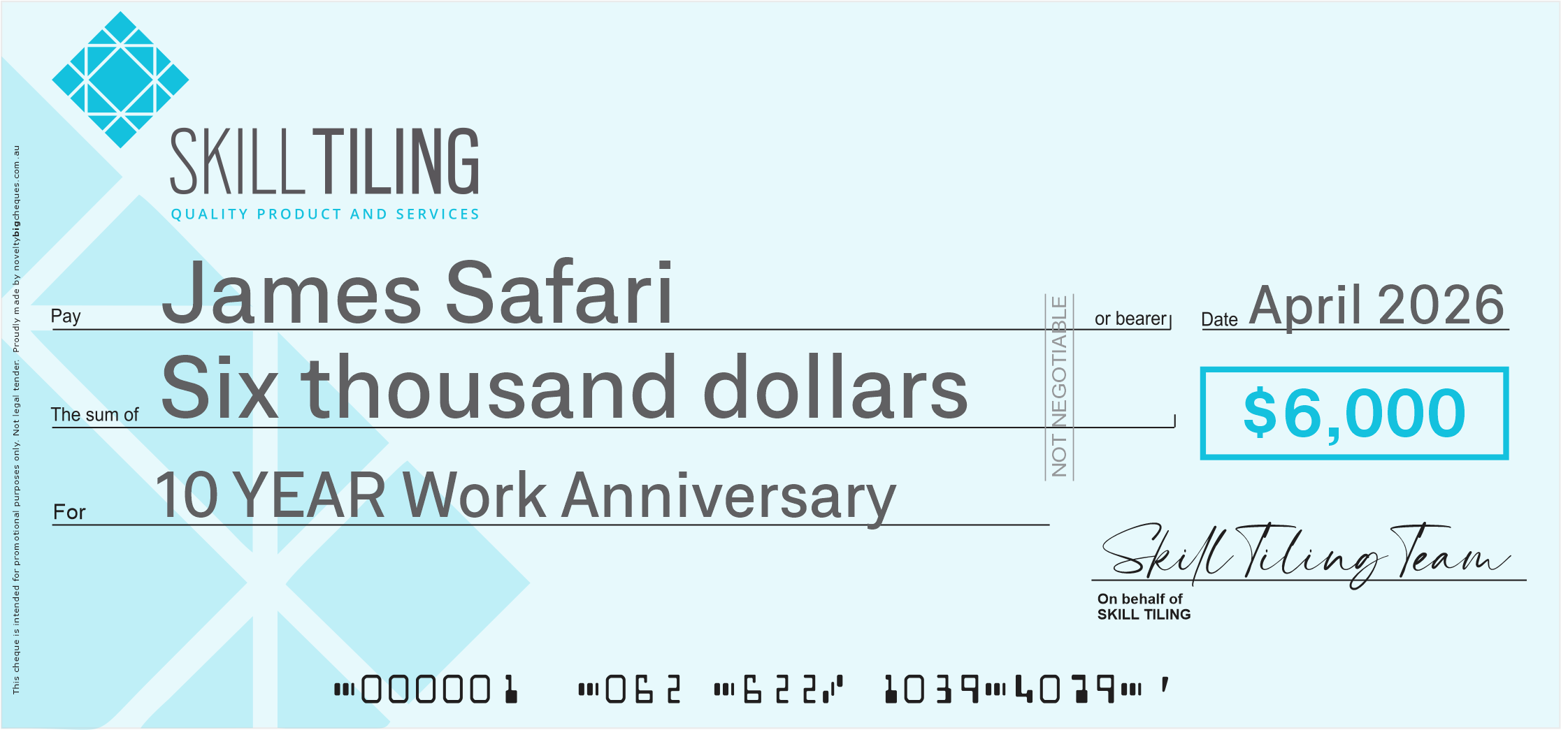 Giant + Novelty BIG Cheque - Novelty BIG Cheques